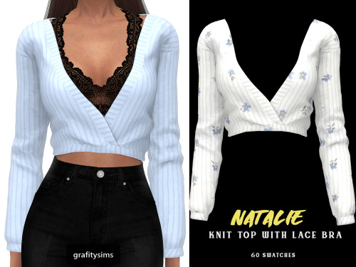 Includes 4 items:Natalie Knit Top with Lace Bra (60 swatches) [ DOWNLOAD ] ;Poala Lace Up Sweater (4