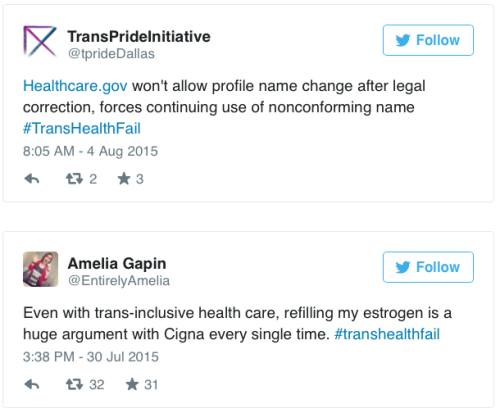 chrysalisamidst: micdotcom: Trans people are revealing their healthcare nightmares via #TransHealthF