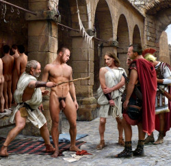 titaniumtopper:  norshorguy:  portfoliomadahv:  Detail of work by BARON FINE ARTS, Prague, CZ. NEW CARGO  – The nephew in the tunic is enthralled by the Celt slave.  His Uncle is less enthused however he can imagine the possibilities once the slave