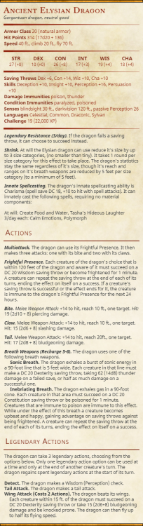 5e stats for the Elysian Dragon of 3.5e Planar Dragons