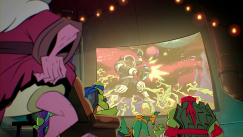 Anothee set of underwear scenes from Master Splinter. This time, in the episode Mascot Melee, he unwittingly suffers from a raggedy robe, revealing his briefs.