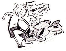 Celebi9:  Finn Kicks Martin (Dad) In The Face! (You Deserve It, You Jerk!) Request