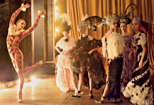  ABT/Bolshoi principal dancer David Hallberg and models Coco Rocha, Daria Strokous, Frida Gustavsson