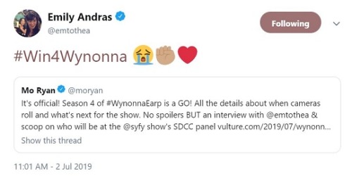 its official!! wynonna earp will be back for season 4!!