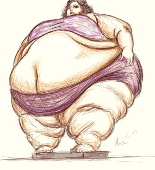 Just a tablet doodle… of a really fat gal on a scale…. What do you think the scale rea