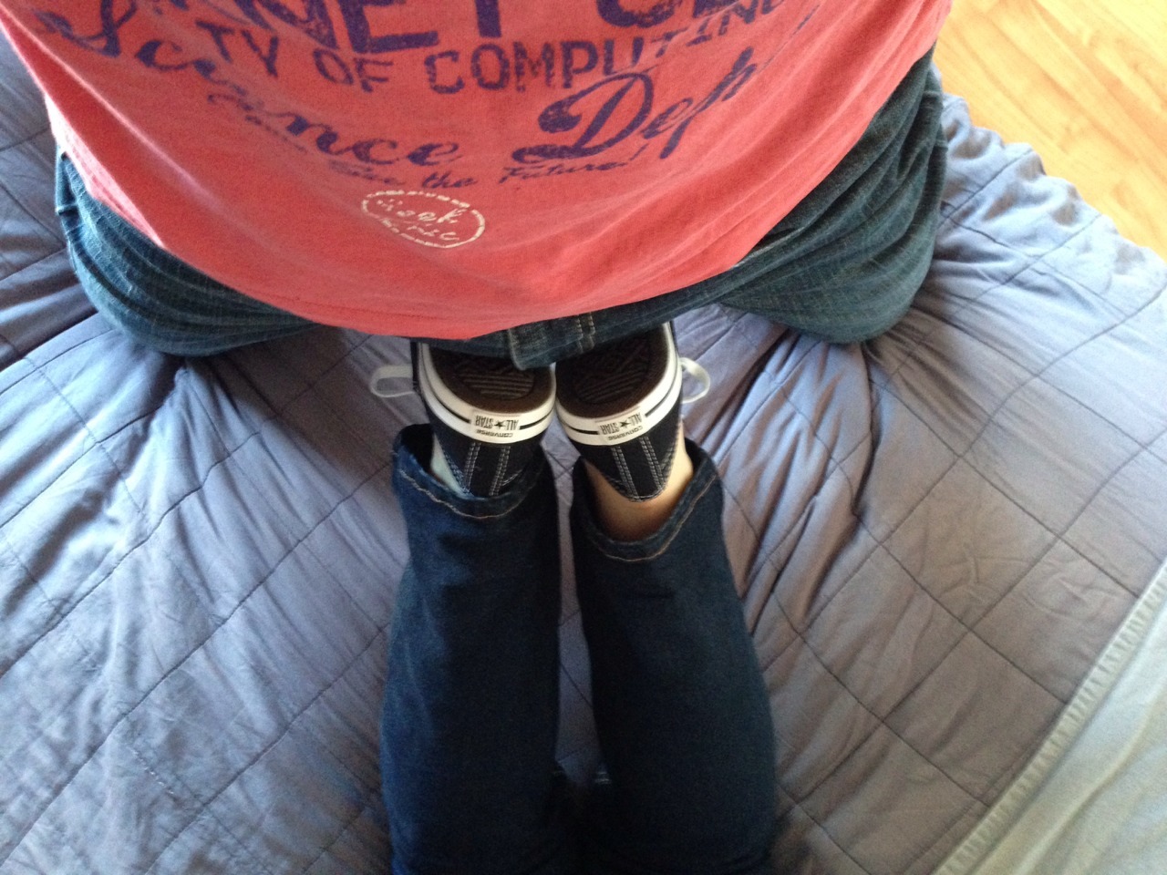 sammifeet:  The second of two sets wearing my brand new black Chuck Taylors … at