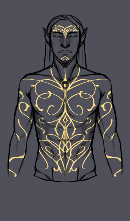 kattsartspot:I really wanted to make an upper body vallaslin for my Lavellan, based around Ghilan&rs