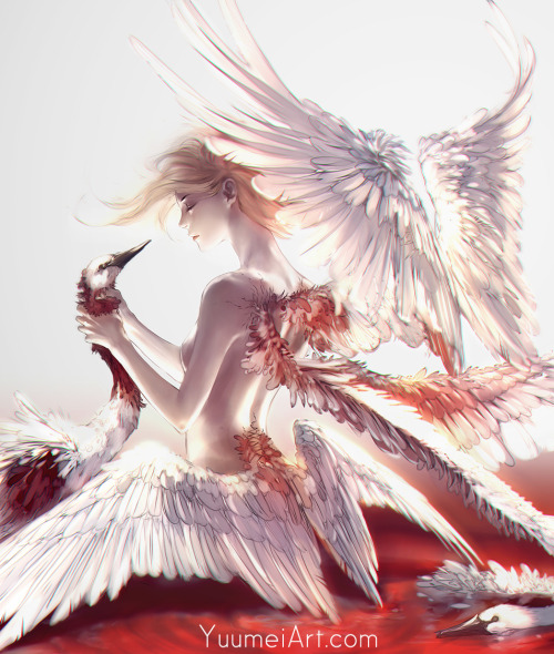 yuumei-art:With Stolen WingsI revisited the concept of my older painting titled “Selfish” that was m