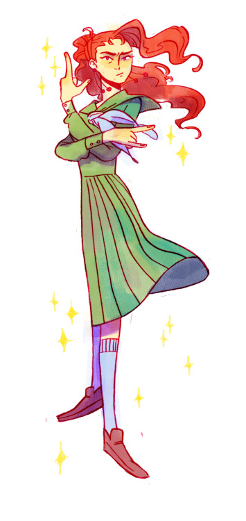 So I thought about how Kakyoin’s pose kinda looked like a magical girl one, and this happened.