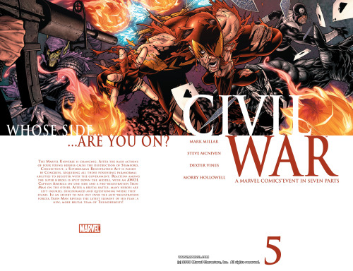 thebendisageofcomics:  Civil War by Steve McNiven, Dexter Vines and Morry Hollowell. 