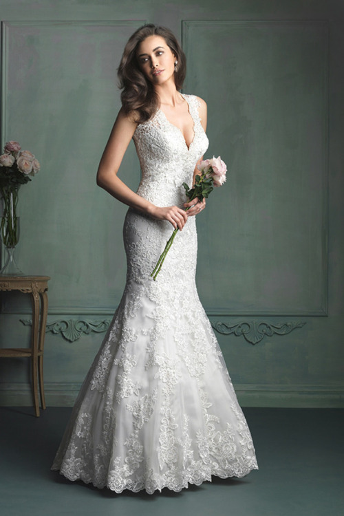 open back trumpet 2014 v-neck beaded wedding dress