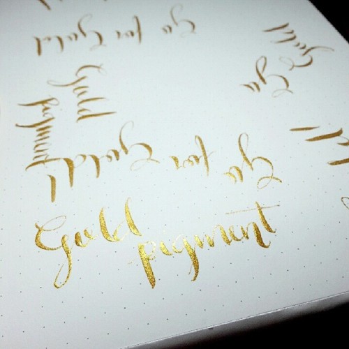 A mix of Gum Arabic and Gold Pearl pigment = Super Pretty Gold ink for meeeee! I know my mix is kind