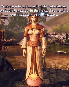 justicarrsamara:  pro-gay:  That one time Leliana wanted to take Morrigan ‘shopping' and