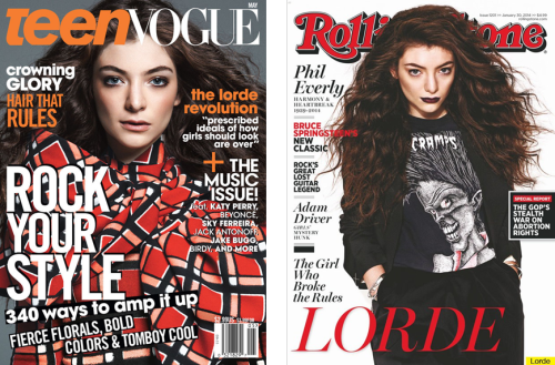 white-teeth-tom:  Lorde + Magazine Covers “The stuff [clothing] that I feel comfortable in, and beautiful and cool and strong in, is different to what this pop star or this indie musician feels comfortable in. I put on a suit and I’m like, ‘I’m