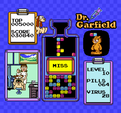 pangenttechnologies: Dr. Garfield (NES/Famicom) Gameplay (Dr. Mario clone)youtu.be/AkqfMeMGD