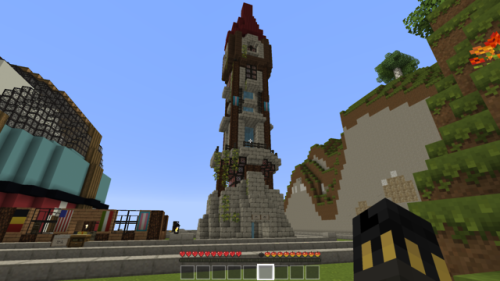 some less formal screenshots of the tower i built today in my towny town!