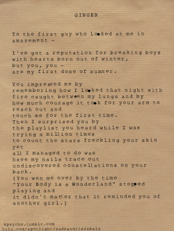 xpsycho:  Cheers to the first guy who made me laugh in a long time. Obviously, this is one of my most favorite-est poems EVER. I usually don’t write “happy poems” that well, but I adore this. So I hope you like it as much as I do! :D And remember