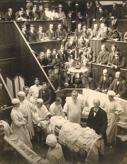 Vincenz Czerny (1842-1916) with Dr. Levi Cooper Lane in surgical amphitheater at