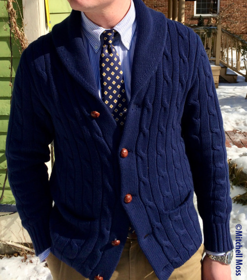Menswear Musings — Can't have enough navy shawl collar cardigans No
