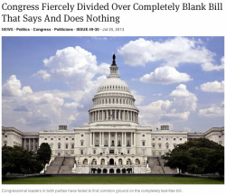 theonion:  Congress Fiercely Divided Over