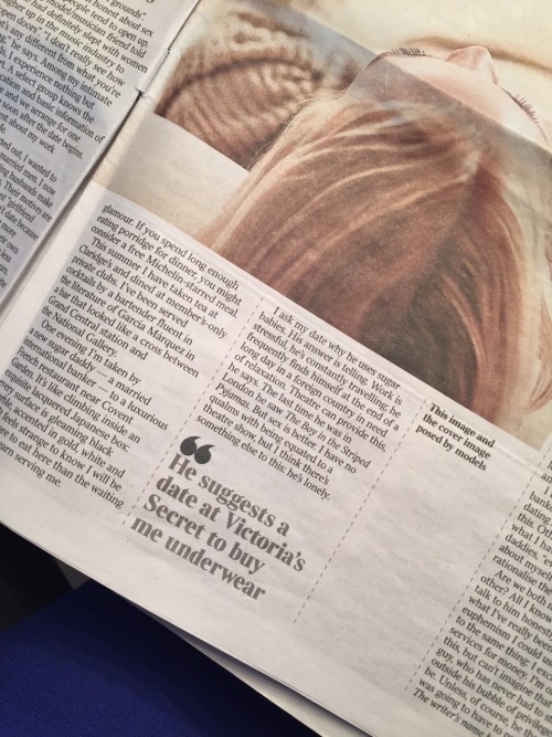 thotianaxoxo:  Yet another front news paper article in The Times UK about sugaring and seeking arrangement   This ones says the standards for dates on SA is £150 (赨) 😐😐😐 and £250 (踰)for overnight.  It says girls don’t get many allowances