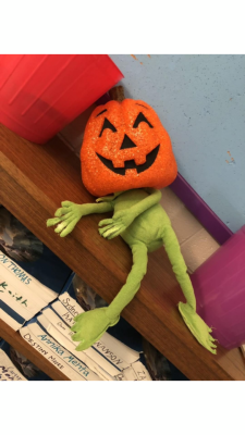 publicschoolstories:  Someone brought in a Kermit and now everyday it’s got a new type of torture. I couldn’t get everyday but it’s also been crucified and hung.