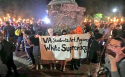 kropotkhristian: This is a picture of the heroic students from the University of Virginia that stood up to hundreds of white supremacists in Charlottesville tonight. They were completely surrounded. They were beaten. They were maced. The police stood