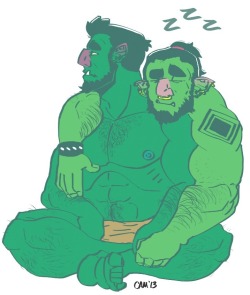 groovychainsawscribbles:  Drillbot’s Orc OCs Korag and Keek  (requested by Drillbot) 