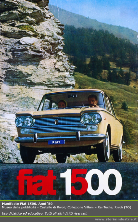 Advertising for Fiat 1500, 1950s. Museo della pubblicità - Castello di Rivoli, Collezioni Villani.