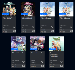 abyssalchronicles:    Several Tales titles at the NA PSN Store are on sale this week as a part of the Bandai Namco Sale!   