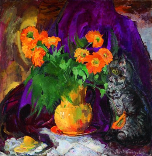 Still Life with Cat by Boris Anisfeld