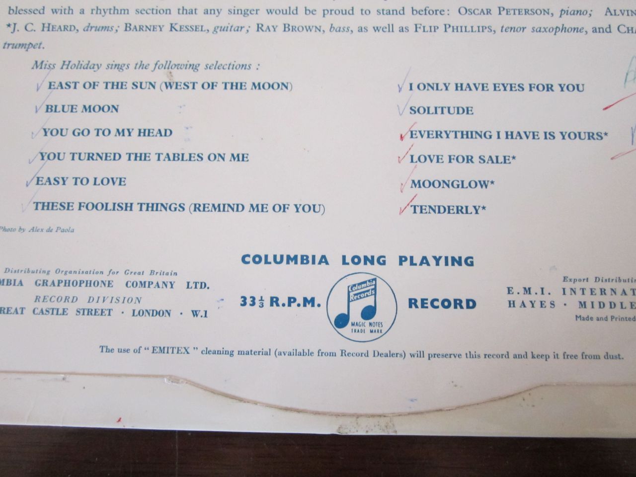 lpcoverart:  Solitude, Songs by BILLIE HOLIDAY UK COLUMBIA RECORDS VINYL LP 33CX