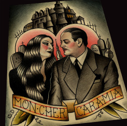 flash-art-by-quyen-dinh:  Brand new print, now in the shop!  One day I want to be the Gomez to someone&rsquo;s Morticia.