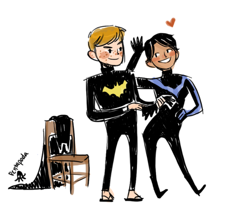 pentapoda:10 min prompt fills for Batfamily:Dick and Damian and something a little angsty @graysonsl