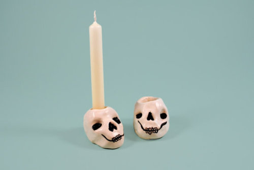 etsyifyourenasty: Skull Candle Holders