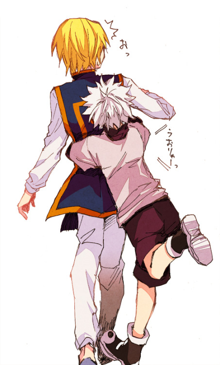 nyu-raito-bee: クラピカと by 稚代★レインボー生足ウェーブ Kurapika’s reaction to hugs !