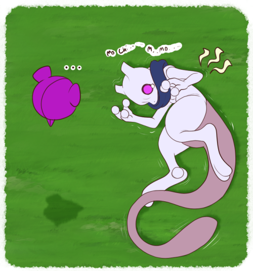 Now I'm Imagining Mewtwo On The Ground Writhing In Pain Softly Muttering "m..mochi....moc..chi..."