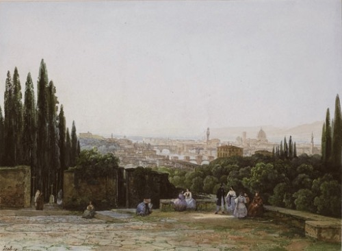 Eugène Isabey“View of Florence from the Boboli Gardens with the Ponte Vecchio and the Palazzo Vecchi