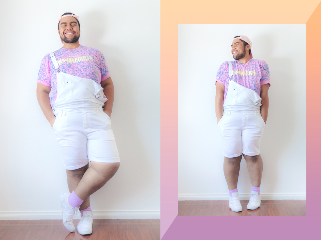 chubbyguyswag: Feeling cute and fluffy in this outfit!   Hat: リッチ Pink Hat