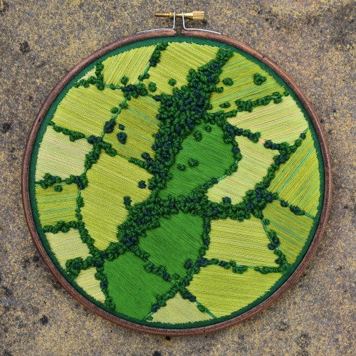 sarallis: bombus-terrific: Aerial field landscape embroidery by Chromatomania on Etsy and Instagram 