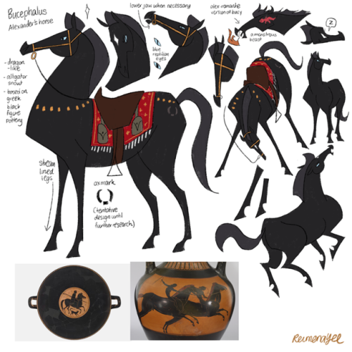 reimenaashelyee:Character design for Bucephalus, Alexander’s horse.There’s plenty of myt