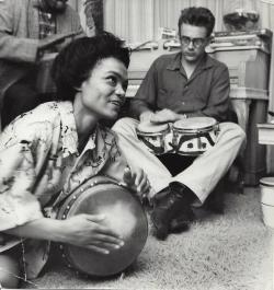 awesomepeoplehangingouttogether:  Eartha Kitt and James Dean, 1954 