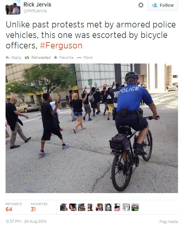 iwriteaboutfeminism:  Tuesday afternoon, Ferguson protesters march in downtown St.