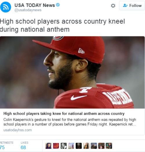 4mysquad:High school players across country kneel during national anthem #blacklivesmatter 