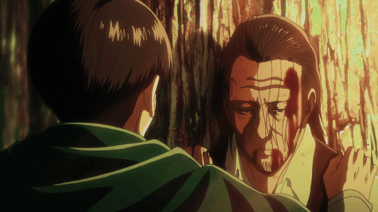 snk #47: “Friends”  “You... What were you to my mother?”
“Heh, you idiot... Just her brother.” #levi#levi ackerman#captain levi#kenny ackerman #shingeki no kyojin  #attack on titan #snk#aot#snkedit#aotedit#animedit#snkgif#aotgif#snk anime#aot anime#snk s3#aot s3#dailyleviloveposts♡