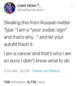 baejawn:  pussylightlytoasted:  hervacationh0me:  seducinglife:  candycryptids: sleepiercell–thesleepiest:  poudretteites:  arcanesoldier:   thegreynightsky:   gainux:   sixohthree:   I’m a Pisces and that’s why I gotta go home.    I am a libra