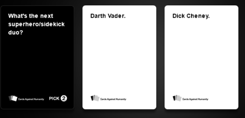 forbetterforworseforever:  shaunofthebread:  max-of-wild-things:  neverloveawildling:  blua:  Unlike most of the party games you’ve played before, Cards Against Humanity is as despicable and awkward as you and your friends.The game is simple. Each round,