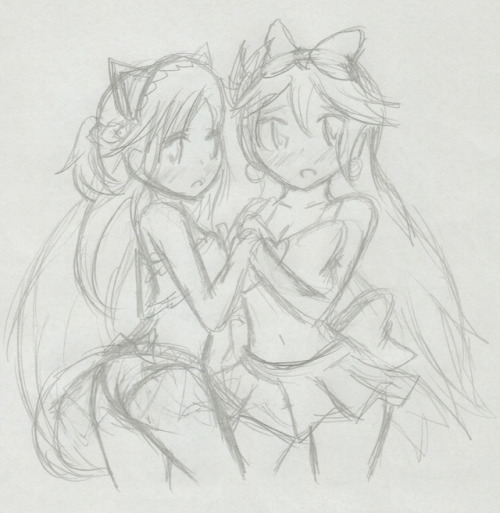 xero-j: Rona & Asuna: Personal Gift A personal birthday gift sketch to myself of my OC, Rona, an