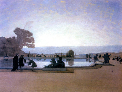 Versailles. Louis XIV is feeding fish - Alexandre Benois  1897Russian 1870-1960