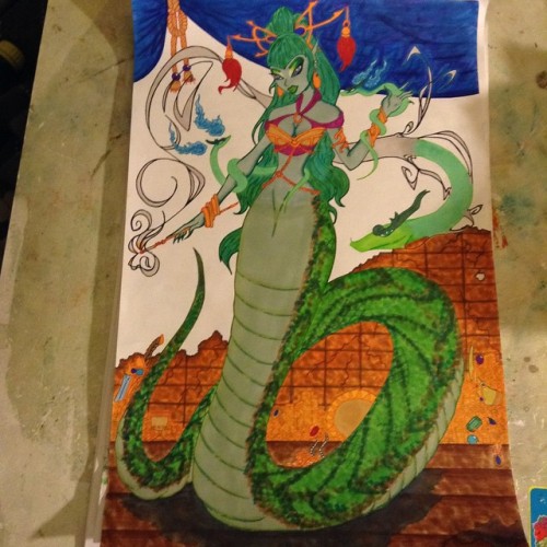 Now To Add #pastels #art #artlife #artbymic #artbyvaynne #artinprogress #demigod #snakes #spirit #smoke